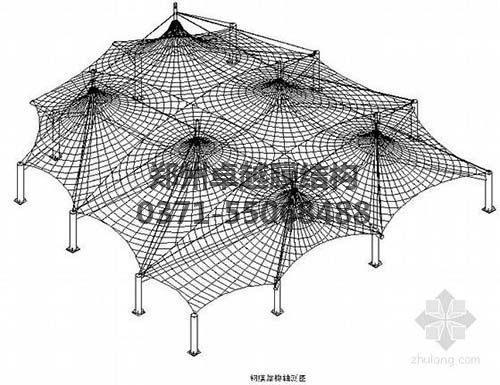 設(shè)計(jì)圖中可以看出索膜結(jié)構(gòu)一般由膜材、索結(jié)構(gòu)、支架結(jié)構(gòu)三部分組成