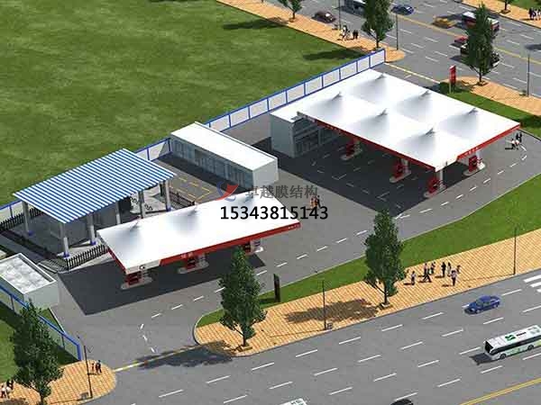 焦作沁陽膜結構加油站雨棚【生產設計】施工安裝